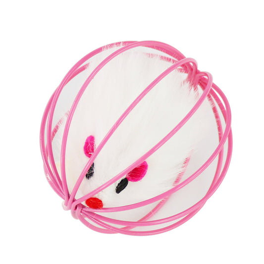 White ball with red accents and pink string on a white background